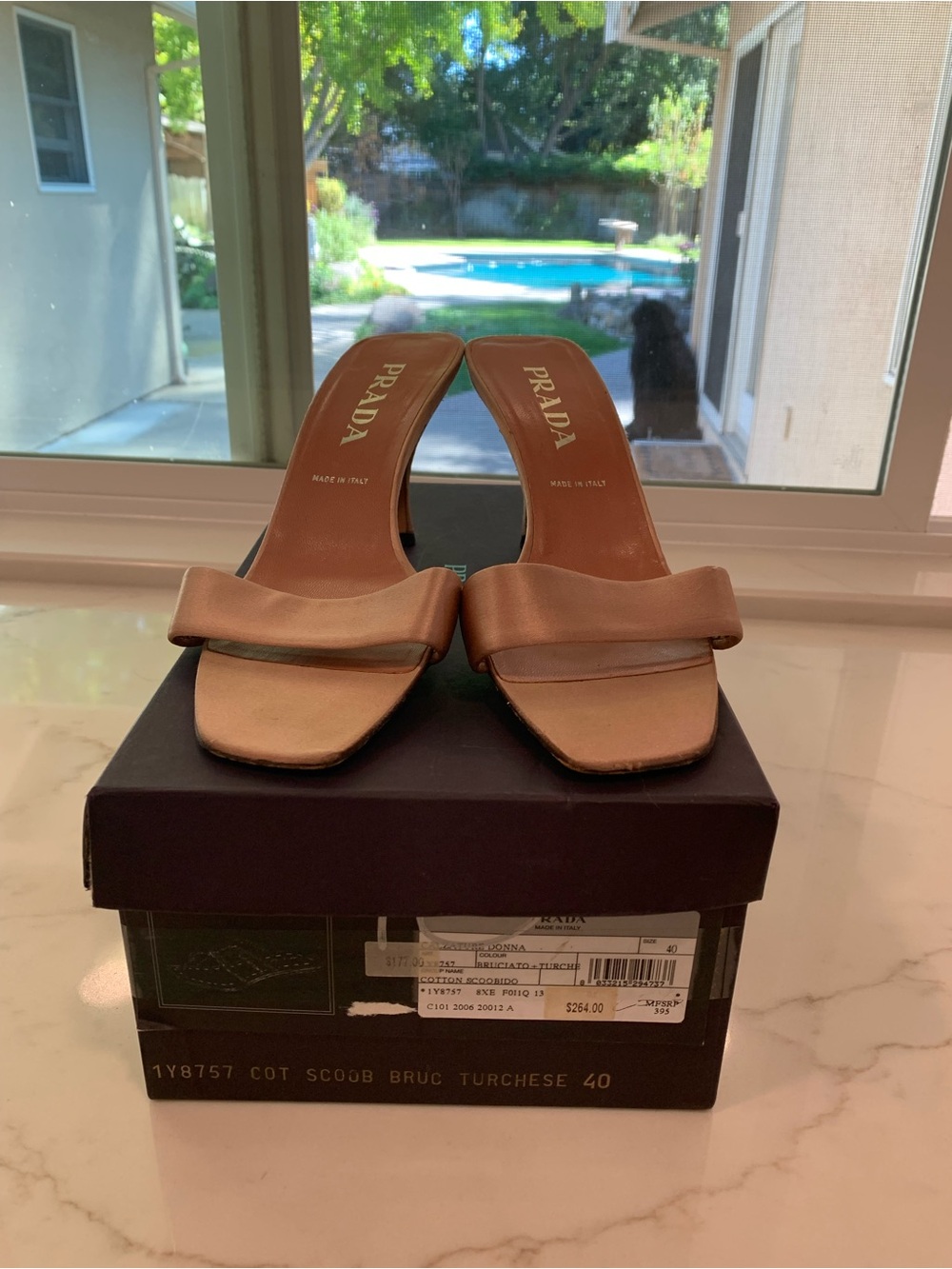 Prada Tan Leather Slide Mules